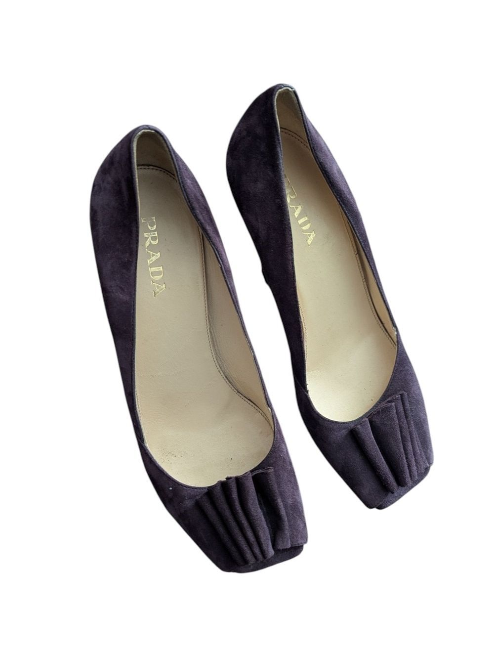 Prada Suede Peep Toe Pumps